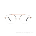 Japanese Custom Eyeglasses New Design Men Metal Half Frame Optical Glasses